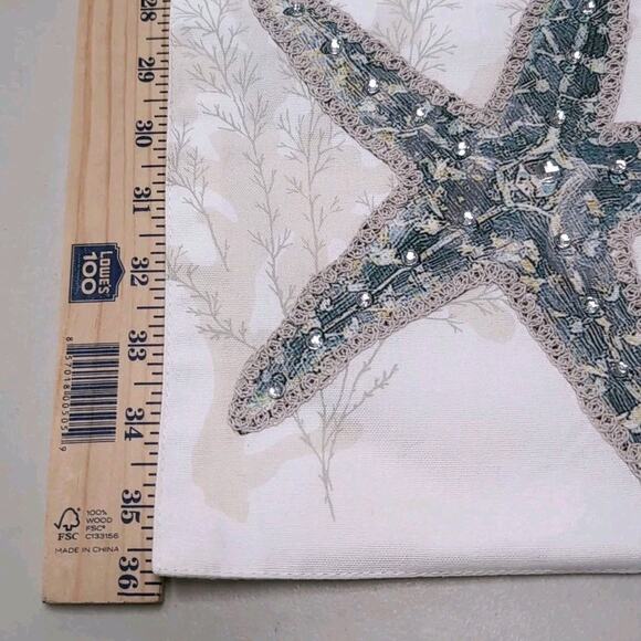 Coastal Collection Table Runner 13x72 Cream Beach House Starfish Sea Life NEW - Picture 6 of 10